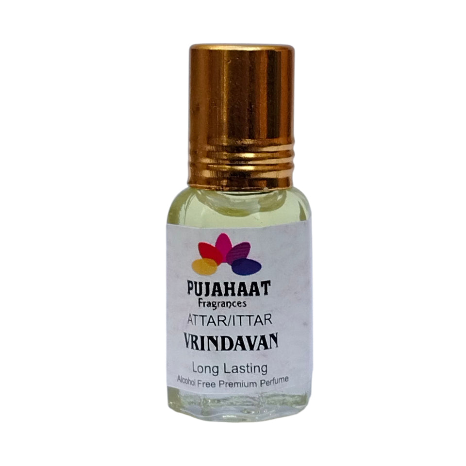 Pujahaat Premium Alcohol Free Attar | Ittar 6ml, Long-Lasting Travel Size Roll-On, Best Inspired Attar Fragrance Oil - Vrindavan
