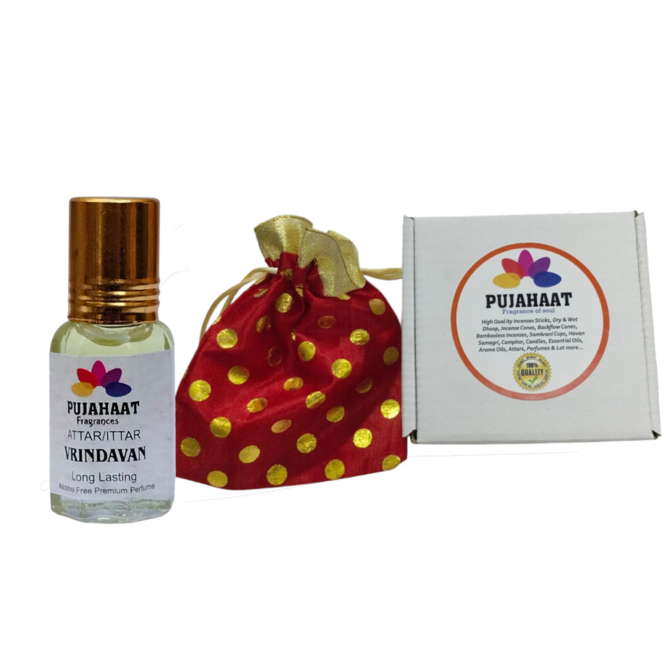 Pujahaat Premium Alcohol Free Attar | Ittar 6ml, Long-Lasting Travel Size Roll-On, Best Inspired Attar Fragrance Oil - Vrindavan