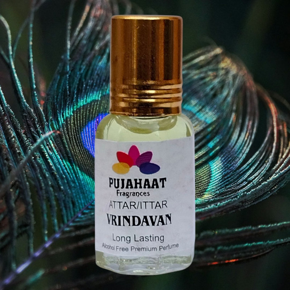 Pujahaat Premium Alcohol Free Attar | Ittar 6ml, Long-Lasting Travel Size Roll-On, Best Inspired Attar Fragrance Oil - Vrindavan