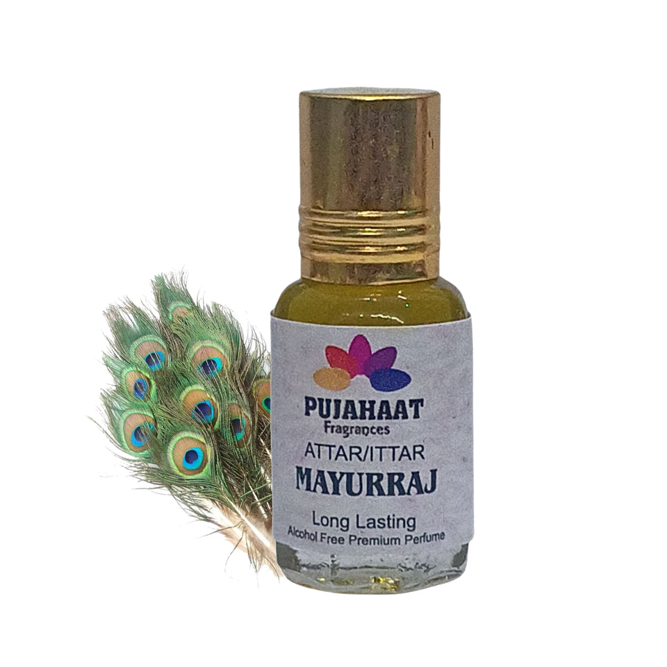 Pujahaat Premium Alcohol Free Attar | Ittar 6ml, Long-Lasting Travel Size Roll-On, Best Inspired Attar Fragrance Oil - Mayurraj