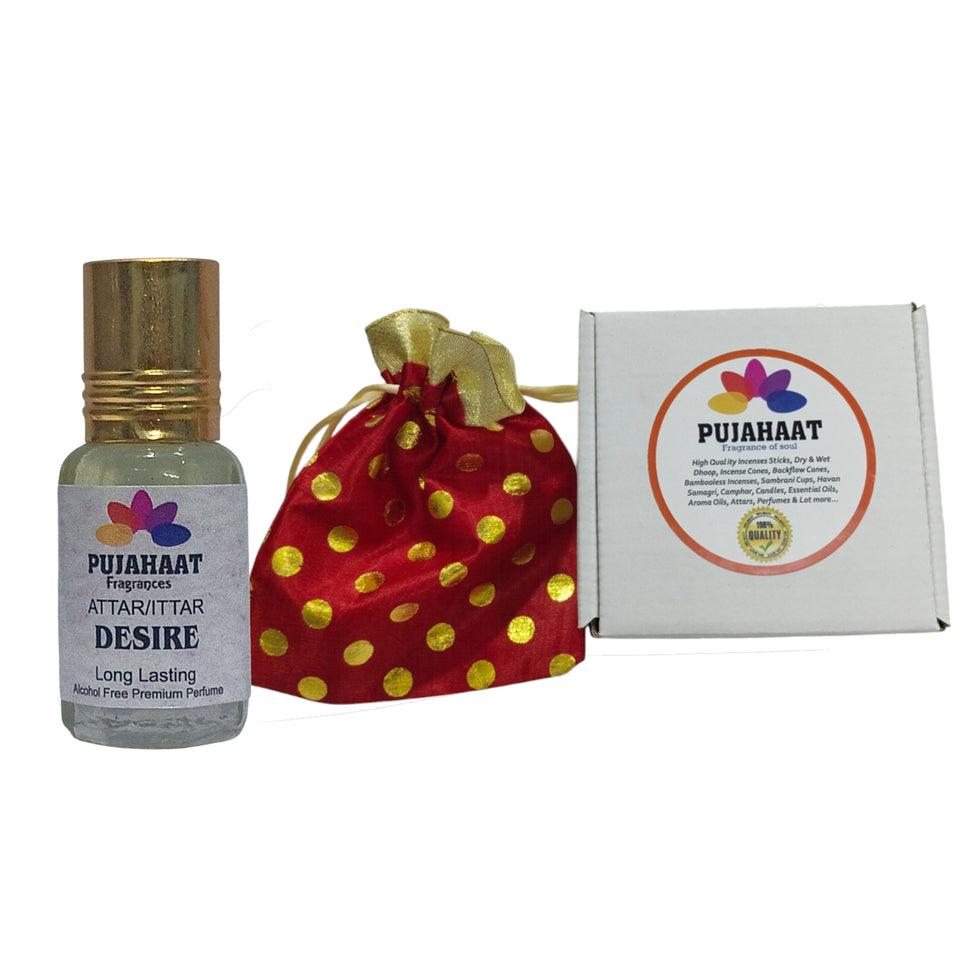 Pujahaat Premium Alcohol Free Attar | Ittar 6ml, Long-Lasting Travel Size Roll-On, Best Inspired Attar Fragrance Oil - Desire