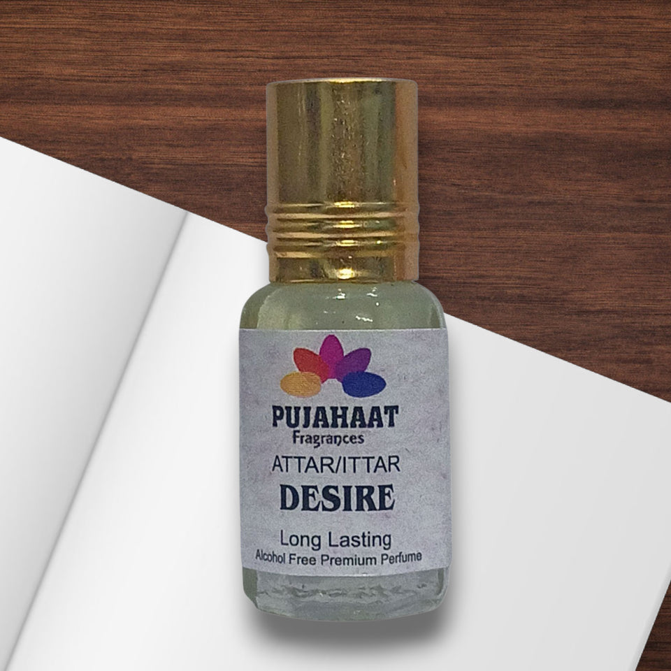 Pujahaat Premium Alcohol Free Attar | Ittar 6ml, Long-Lasting Travel Size Roll-On, Best Inspired Attar Fragrance Oil - Desire