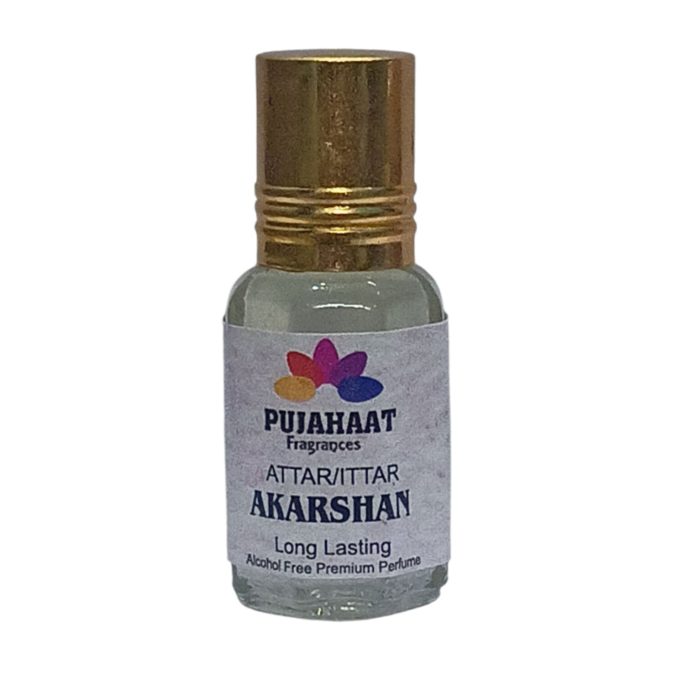 Pujahaat Premium Alcohol Free Attar | Ittar 6ml, Long-Lasting Travel Size Roll-On, Best Inspired Attar Fragrance Oil - AAKARSHAN