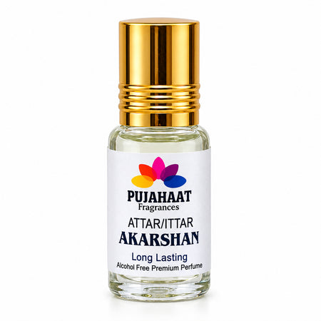 Pujahaat Premium Alcohol Free Attar | Ittar 6ml, Long-Lasting Travel Size Roll-On, Best Inspired Attar Fragrance Oil - AAKARSHAN