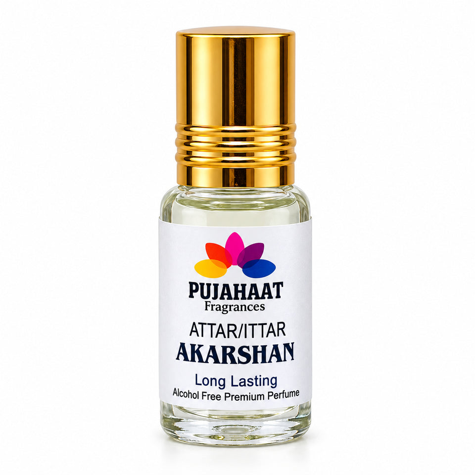 Pujahaat Premium Alcohol Free Attar | Ittar 6ml, Long-Lasting Travel Size Roll-On, Best Inspired Attar Fragrance Oil - AAKARSHAN