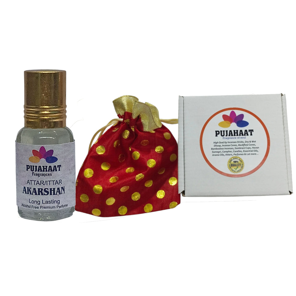 Pujahaat Premium Alcohol Free Attar | Ittar 6ml, Long-Lasting Travel Size Roll-On, Best Inspired Attar Fragrance Oil - AAKARSHAN