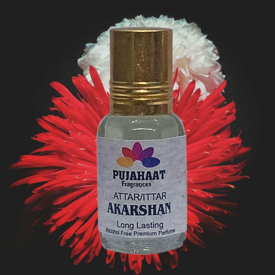 Pujahaat Premium Alcohol Free Attar | Ittar 6ml, Long-Lasting Travel Size Roll-On, Best Inspired Attar Fragrance Oil - AAKARSHAN