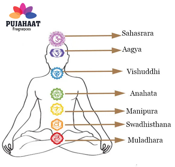 Pujahaat 7 Chakra Healing & Balancing Essential Oils Blend Roll-on | 6ML x 7 | Pure & Natural | Gift set for Meditation, Chakra Balancing, Reiki healing, Yoga, Relaxation, Aromatherapy (Combo Set of 7 Chakra Roll-on, 1 Set of 7)