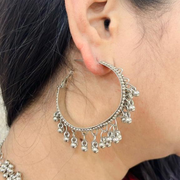 Bollywood Oxidized Ganesha Silver Plated Handmade Designer Jewellery set/ Party wear/ Casual Oxidized choker necklace earrings Jhumka Afgani OS-4