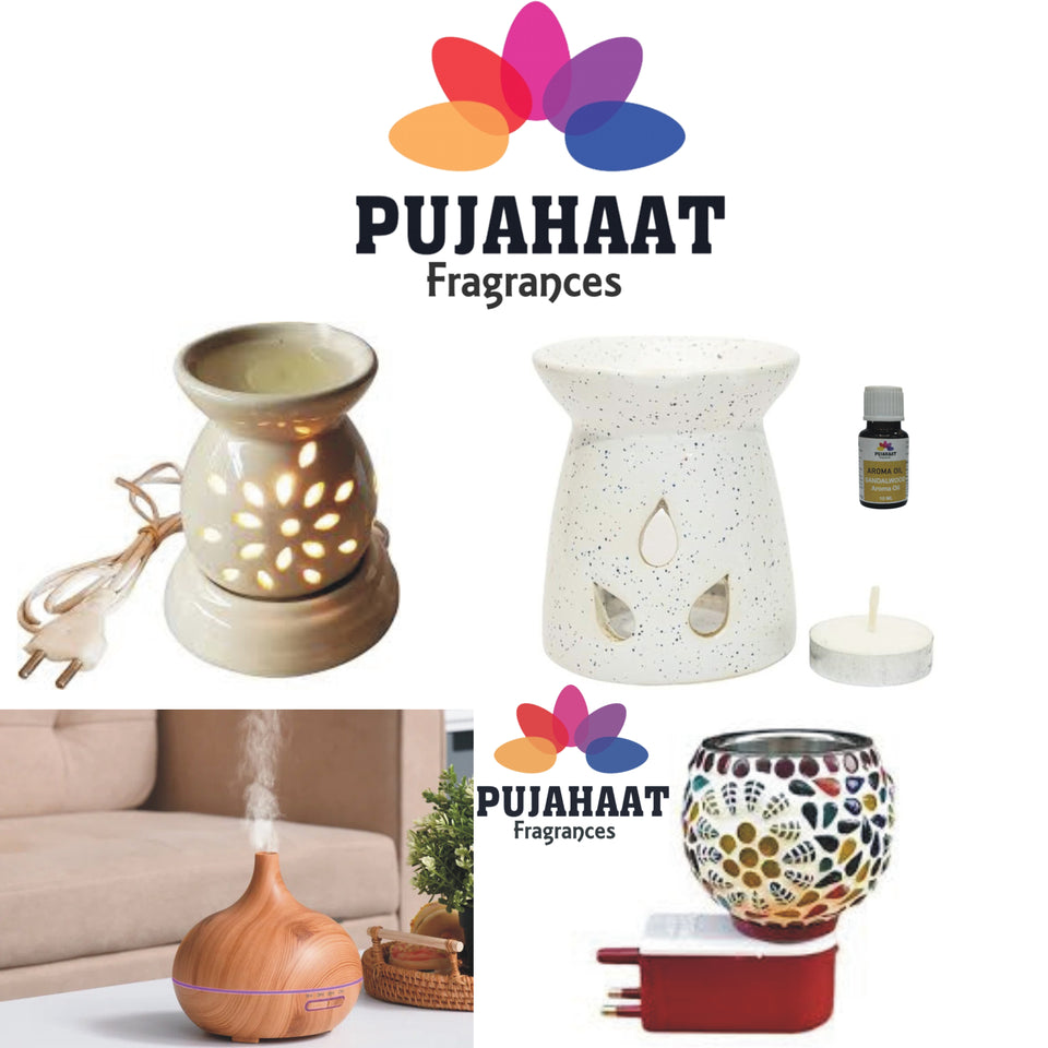 Pujahaat Jasmine Aroma Oil for Aromatherapy oils, Oil for diffusers, Humidifier oils, Oil Burners, Spa and Air Purifier 10ml Each, Jasmine - Set of 2 (2 x 10 ml)
