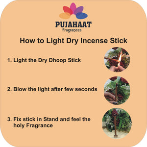 Pujahaat Sugandhpatra Rare Premium Scented Incense Stick | Dry Dhoop Stick | No Charcoal, Bambooless | Dhoop Batti 4 inches with free Holder - Sugandhpatra  Fragrance