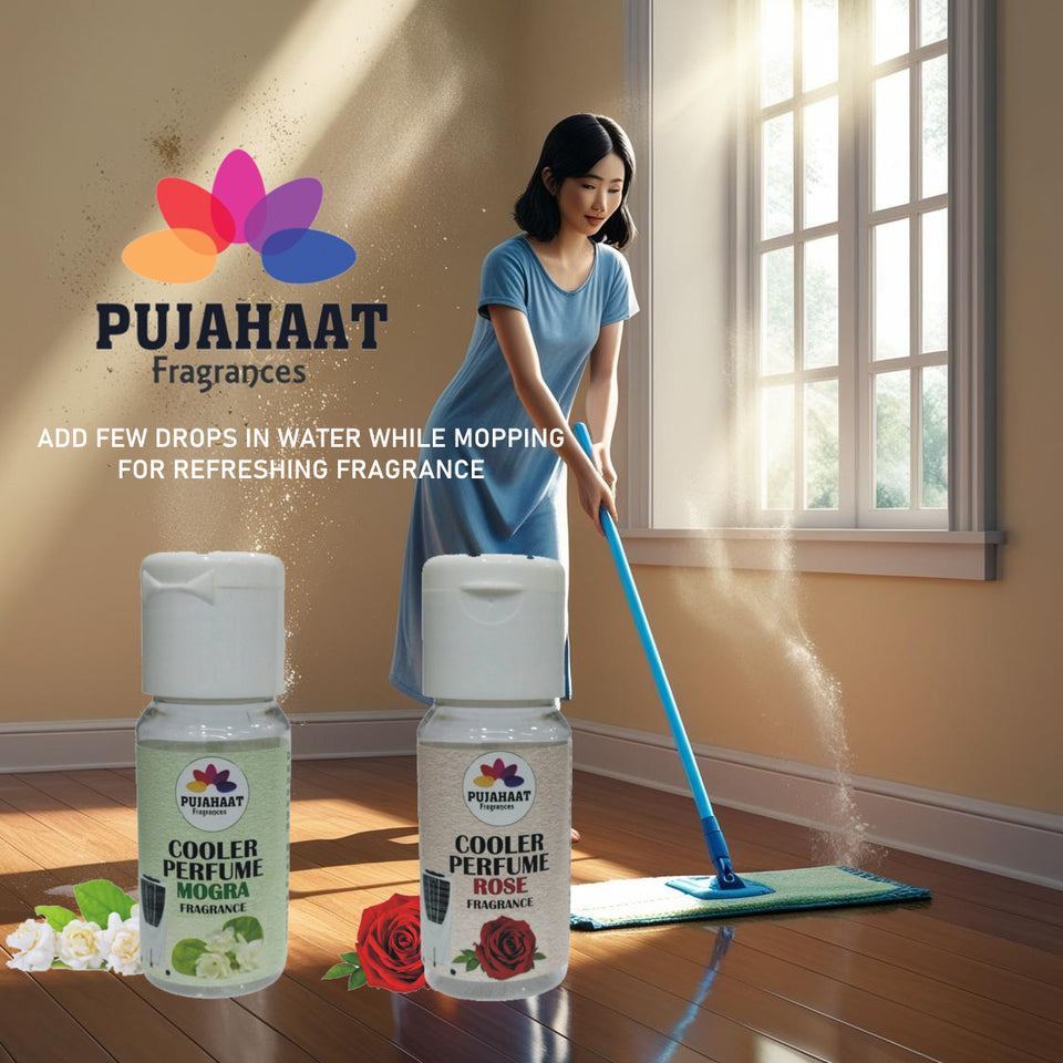 Pujahaat Mogra Cooler Perfume/Aroma Diffuser Oil or Fragrance, Long Lasting Cooler Scent/Aroma Diffuser Fragrance Oil - Multipurpose Aroma Oil Perfume for Cooler - 25 ml each (2 X 25 ml)