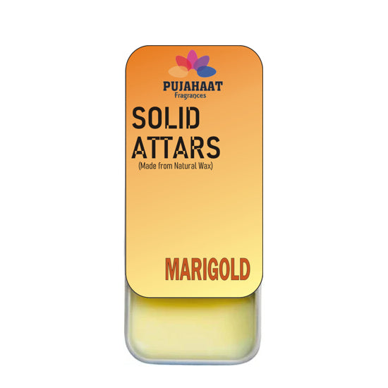 Pujahaat Marigold | Kesar Combo Premium Fragrance | Solid Attar for Men & Women | Alcohol Free | Strong lasting fragrance - Marigold | Kesar