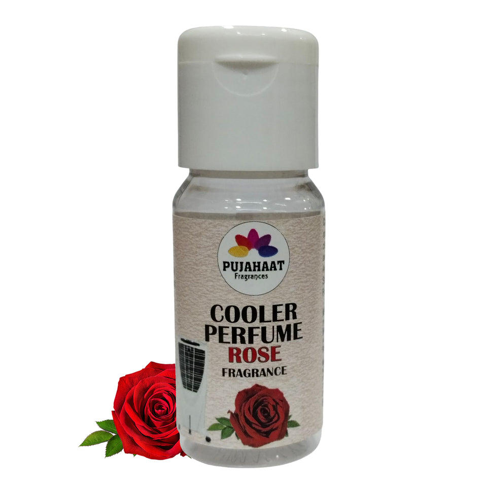 Pujahaat Khus, Mogra, Rose, Sandalwood Cooler Perfume/Aroma Diffuser Oil or Fragrance, Long Lasting Cooler Scent/Aroma Diffuser Fragrance Oil - Multipurpose Aroma Oil Perfume for Cooler - 25 ml each (4 X 25 ml)