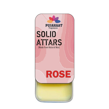 Pujahaat Rose | Rajnigandha Combo Premium Fragrance | Solid Attar for Men & Women | Alcohol Free | Strong lasting fragrance - Sandalwood | Rajnigandha