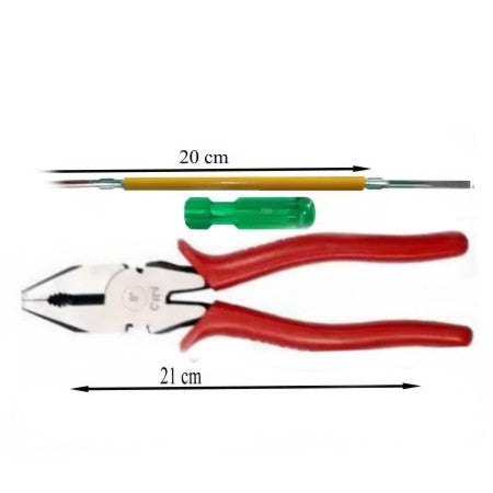 Hand Tool Kit - Combination Plier + 2 in 1 Screwdriver Philips and slotted Head Blade Size: 6 x 100 mm-ht10