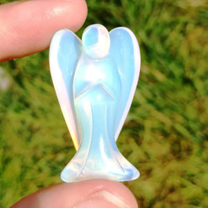 Opalite Stone Guardian Angel Statue Lucky Angel for Reiki Crystal Stone Healing Therapy Natural Crystal Stone Angel Handcrafted Size 2 Inch approx.
