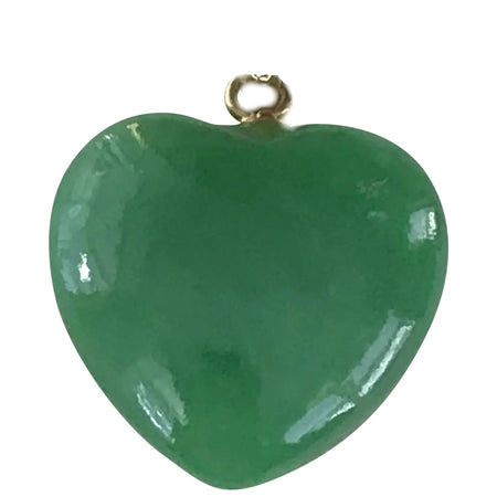 Jade Green Heart Shape Crystal Stone Pendant with Chain for Reiki Healing and Crystal Healing Stone Pendant