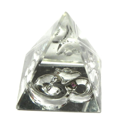 Glass Pyramid with OM Engraved for Positive Energy