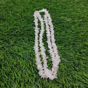 Rose Quartz Mala Necklace Natural Crystal Stone Uncut Chip AAA Quality Beads Mala for Reiki Healing & Crystal Healing Stone for Unisex