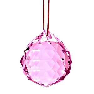Fengshui Pink Crystal Hanging Ball for Good Luck & Prosperity - 40 mm