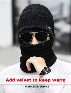 Woolen Cap with Neck Muffler/Neck Warmer/Scarf Snow Proof, Inside Fur for Winters - Free Size