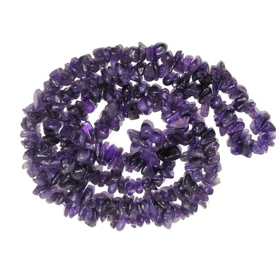 Amethyst Mala Necklace Natural Crystal Stone Chip Bead Mala AAA Quality for Reiki Healing & Crystal Healing Stone for Unisex