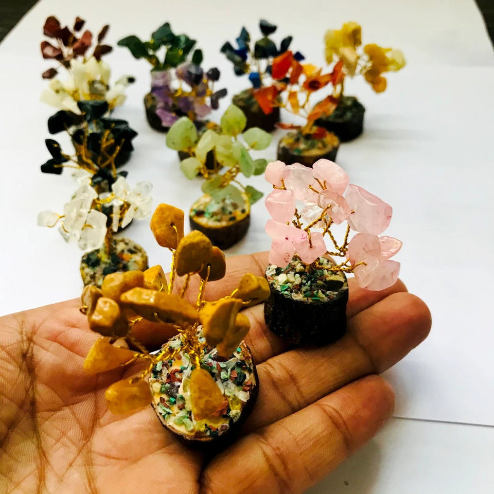 Crystal Gemstones Tree 12Pcs Set Box Gem Tree Gemstone Amethyst Rose Quartz Christmas Gifts