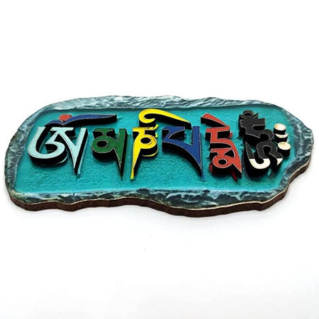 Om Mani Padme Hum 3D Fridge Magnet Souvenir Indian Ceramic