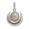 White Sterling-Silver Half Moon Shape Pendant with Natural Pearl Chand Moti Locket for Men and Women