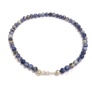 Sodalite Crystal Round Beads Necklace 16 Inches 8mm Beads Semi precious Gemstone Mala