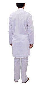 Holi Dhamaka Men's White Pure Cotton Kurta Pyjama Set Full Sleeves Size - 38, 40 and 42