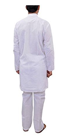 Holi Dhamaka Men's White Pure Cotton Kurta Pyjama Set Full Sleeves Size - 38, 40 and 42