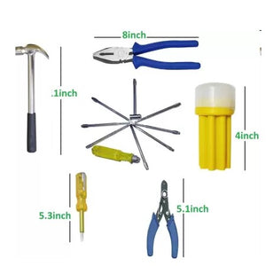 New Toolkit Combo Set - 8 IN 1 Screwdriver Set + Wire Cutter+ Steel Hammer+ Plier +Line Tester Power & Hand Tool Kit-ht25