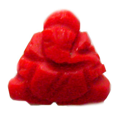 Ganesha Carved on Synthetic Triangular Red corel (Moonga)
