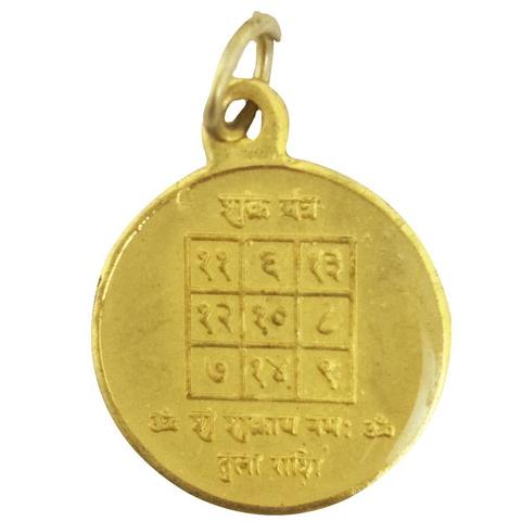 Vrish Rashi Taurus Zodiac Sign with Shukra Greh Yantra Golden Pendant Energized  - For Greh Shanti