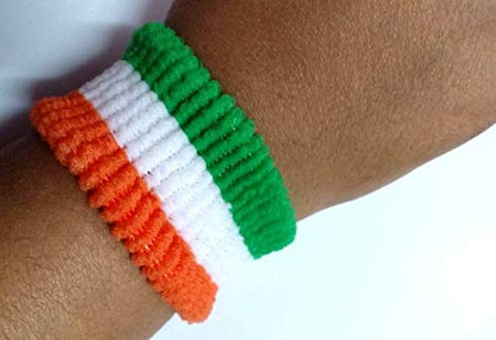 Tricolor Independence Day, Republic Day Special Indian National Flag Patriotic Theme Tiranga Flag Wrist Band - 2 pcs