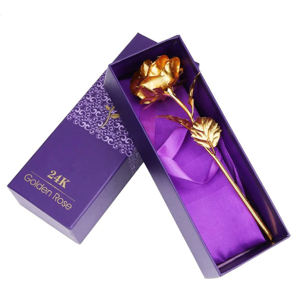 Luxury Decorative 24k Gold Plated Artificial Golden Rose with Box | Unique Gifts for Love Ones, Valentine's Day, Anniversary & Birthday