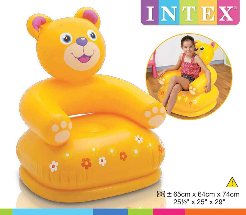 Intex Teddy Bear Chair Inflatable Kids easy to inflate and deflate , Multi Color - halfrate.in