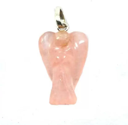 Rose Quartz Angel Lucky Angel Pendant for Reiki Healing Therapy Natural Crystal Stone Handcrafted Size 1 Inch approx.