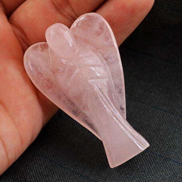 Rose Quartz Lucky Angel for Reiki Crystal Stone Healing Therapy Natural Crystal Stone Angel Size 2 Inch approx.