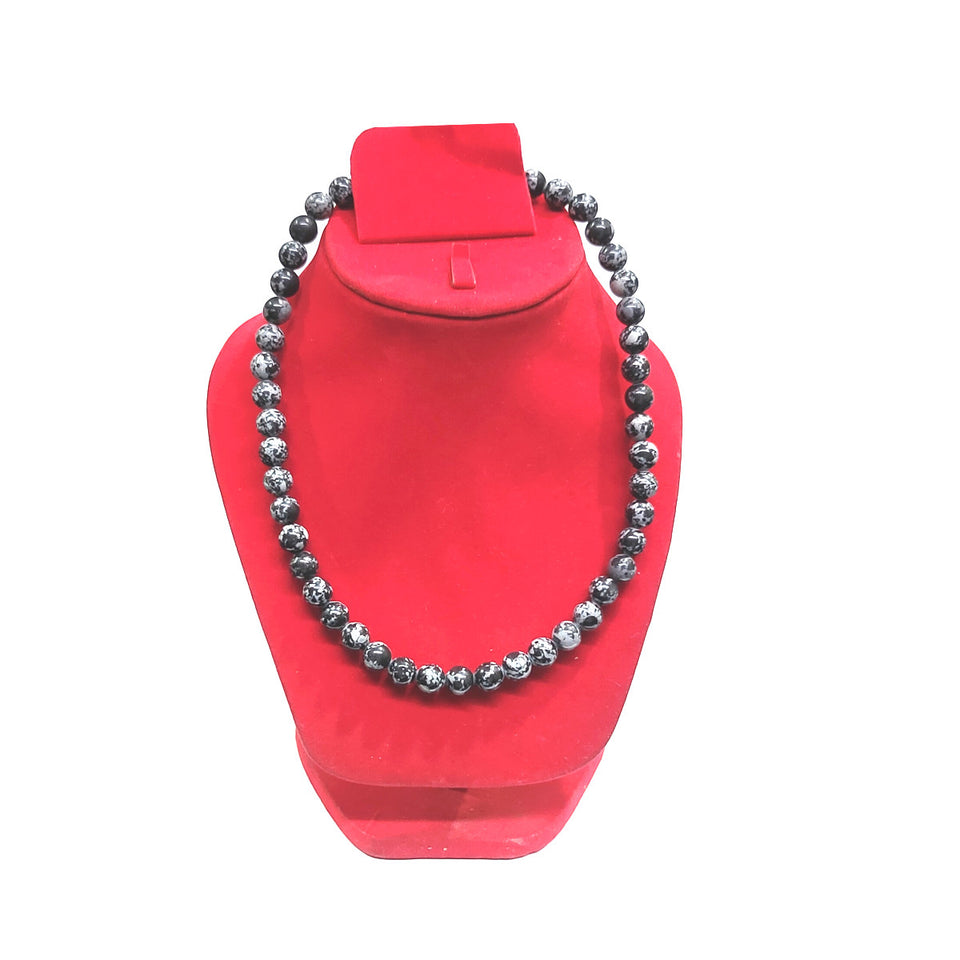 Natural Black Obsidian 8mm Bead Necklace and Bracelet Set, with Black