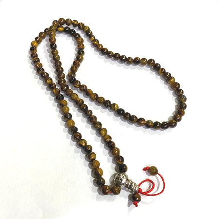 Tiger Eye Jaap Mala Rosery for Pooja and Astrology (108+1 Beads; Bead Size : 6 mm)