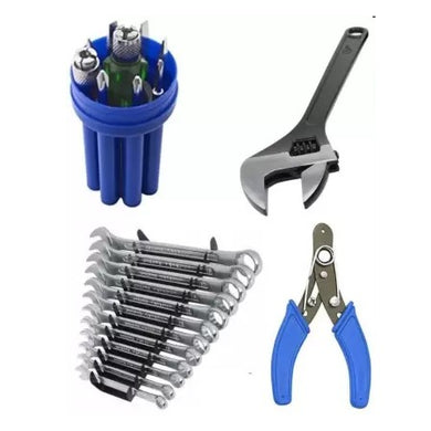 Hand Tool Kit - 12pcs Wrench Spanner, 6 inch Wrench Spanner,8 bit Screw Driver, Wire Cutter