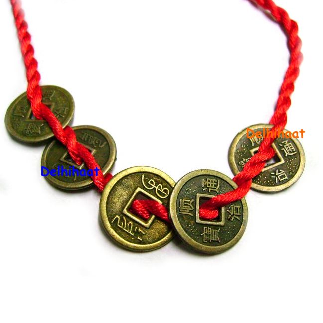 Feng Shui Red String Lucky Coin Charm Bracelet for Good Luck Wealth