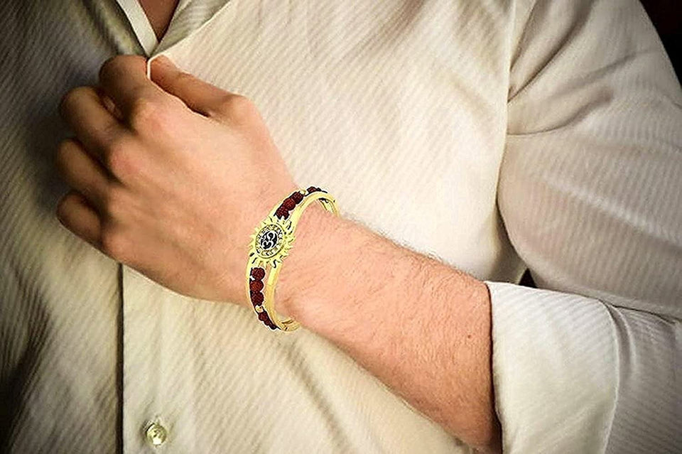1 Gram Gold Plated Triangle Popular Design Rudraksha Bracelet for Men -  Style C713 – Soni Fashion®