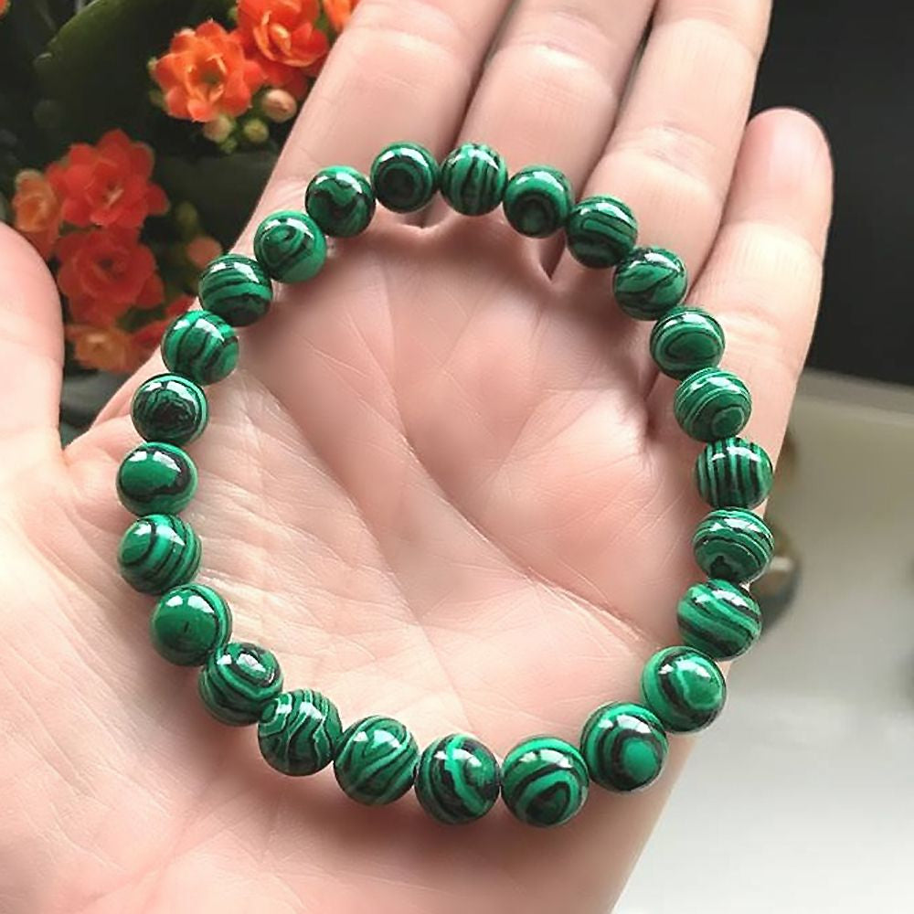 Natural Malachite 8 mm Round Bead Crystal Stone Bracelets