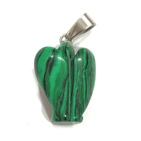 Malachite Angel Lucky Angel Pendant for Reiki Therapy Natural Crystal Stone Handcrafted Size 1 Inch approx.