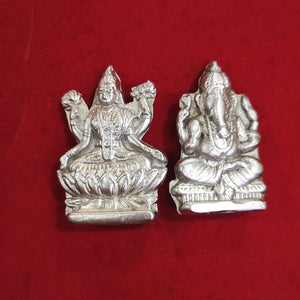 Parad Lakshmi Ganesh Idol Mercury Laxmi Ganesha Statue for Puja Diwali Home Office - 100-125 gram