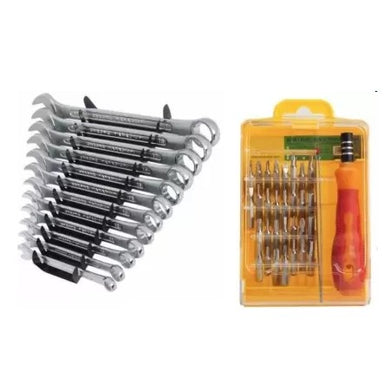Hand Tools Combo 12pcs Combination Spanners and 32pcs jackly screwdriver set-ht41